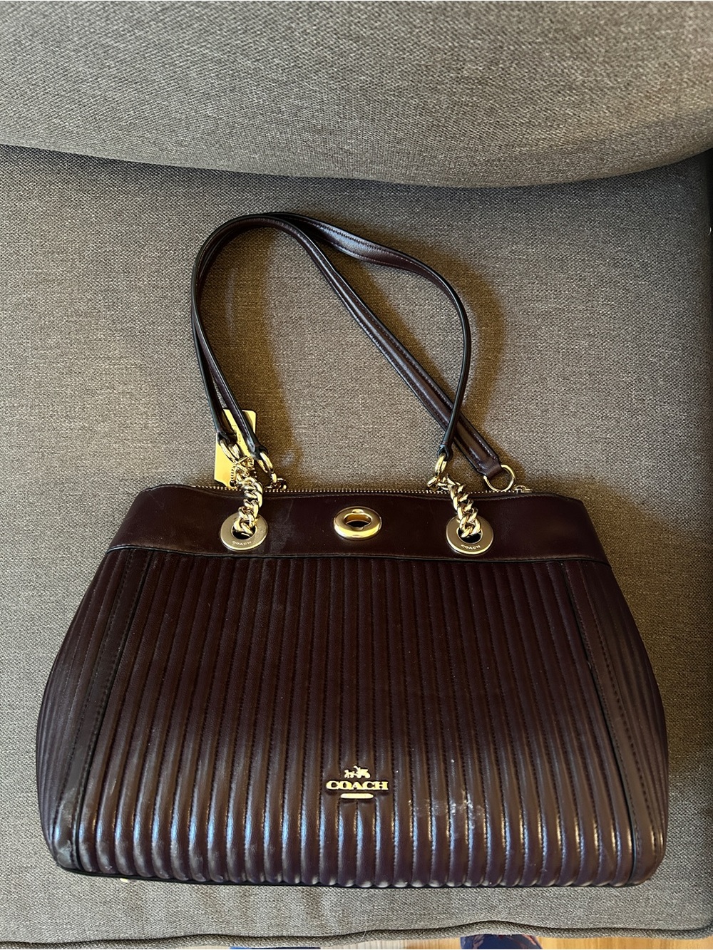 Coach Turnlock Edie Quilted Leather Carryall Shoulder Bag